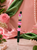 Ivy Elegance Beaded Statement Pens - Pink & Green Edition