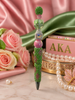 Ivy Elegance Beaded Statement Pens - Pink & Green Edition