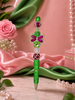 Ivy Elegance Beaded Statement Pens - Pink & Green Edition