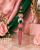 Ivy Elegance Beaded Statement Pens - Pink & Green Edition