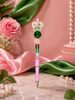 Ivy Elegance Beaded Statement Pens - Pink & Green Edition